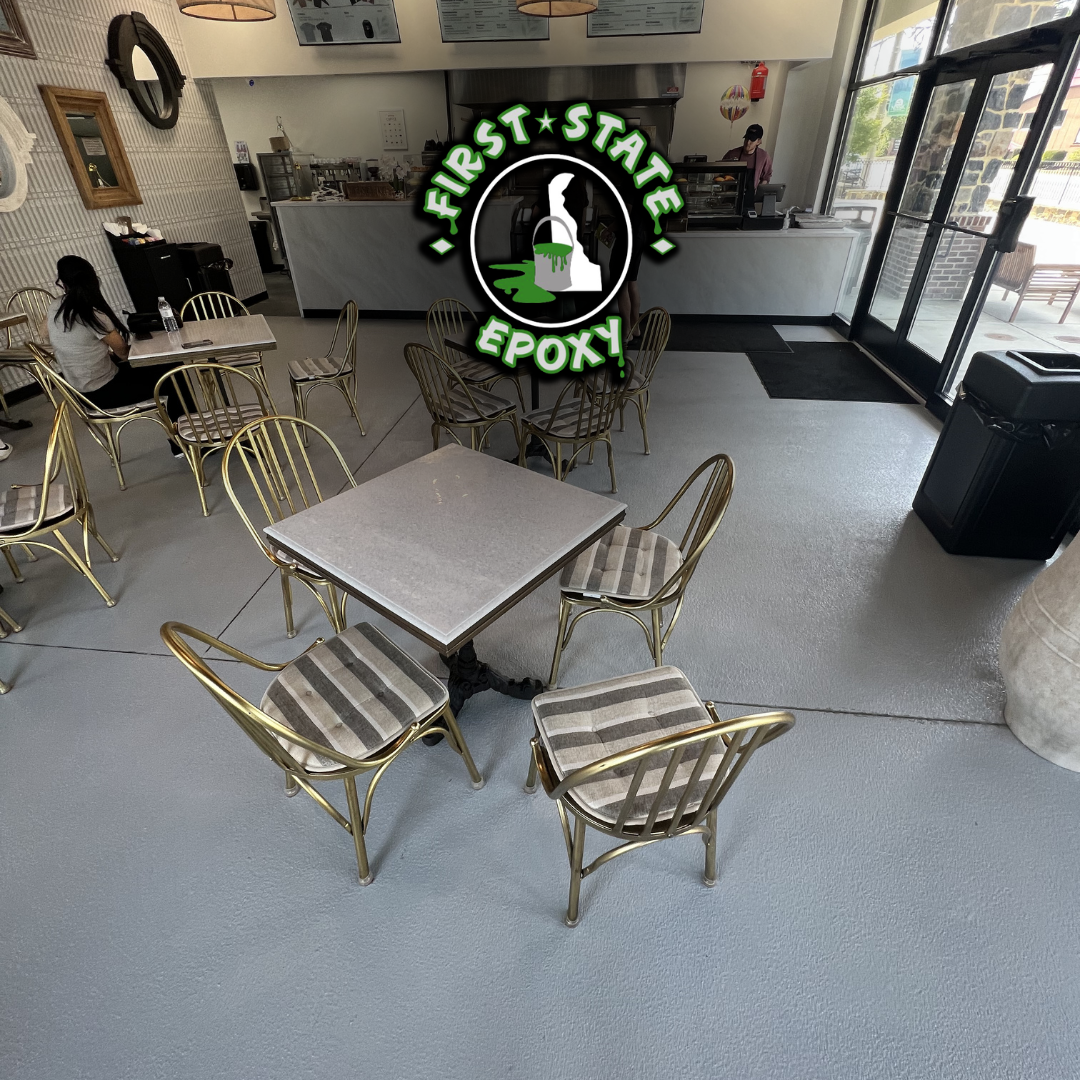 Durable commercial restaurant flooring installed for a Delaware food service business